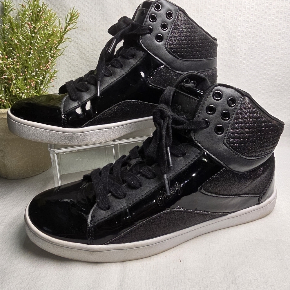 PASTRY BLACK POP TART GLITTER HIGH TOP GOTH PUNK STREETWEAR WOMENS SIZE 10 EUC - Picture 3 of 10